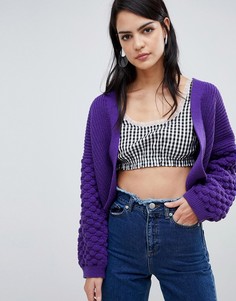 Кардиган с декоративной строчкой на рукавах ASOS DESIGN - Фиолетовый