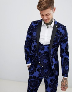 Супероблегающий пиджак с набивкой флок Twisted Tailor - Синий