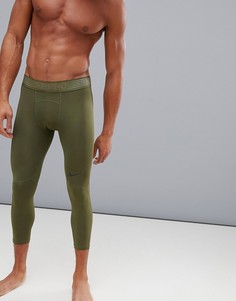 Леггинсы цвета хаки Nike Training Pro Hypercool 3/4 888297-395 - Зеленый
