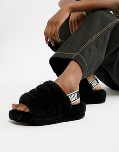 Черные сандалии с искусственным мехом UGG - Черный