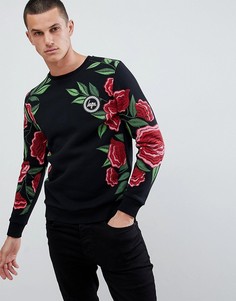 Hype sweatshirt with borderline roses print - Черный