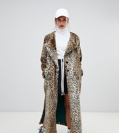 Длинное пальто из искусственного меха с леопардовым принтом Story Of Lola - Мульти