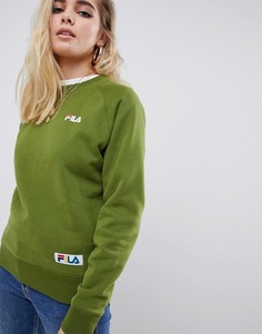 Свитшот бойфренда с тканым логотипом на груди Fila - Зеленый