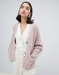 Кардиган крупной вязки Selected Femme - Розовый