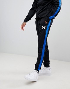 Good For Nothing skinny joggers in black with blue side stripe - Черный