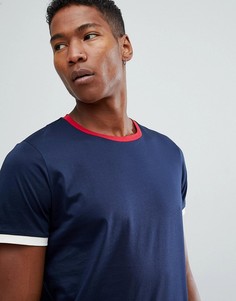 Футболка с контрастной отделкой Selected Homme - Темно-синий