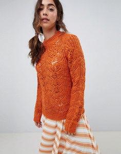 Джемпер крупной вязки с узором косичка Vero Moda - Оранжевый