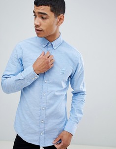 BOSS Mabsoot slim fit buttondown oxford shirt in light blue - Синий