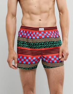 Тканые боксеры с принтом Happy Socks - Красный