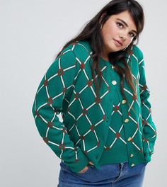 Кардиган в ромбик ASOS DESIGN Curve - Зеленый