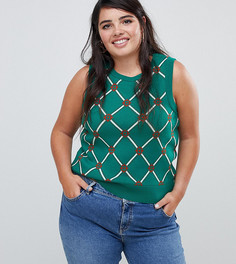 Комбинируемый топ с узором в ромбы ASOS DESIGN Curve - Зеленый