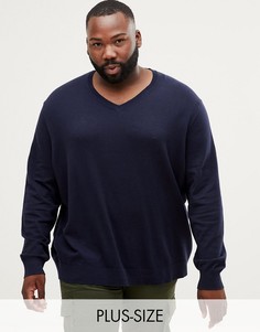 Темно-синий джемпер с V-образным вырезом Burton Menswear Big & Tall - Темно-синий