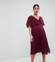 Платье миди с плиссированной юбкой и расклешенными рукавами ASOS DESIGN Maternity - Фиолетовый