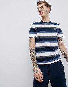 Сине-белая футболка в полоску с логотипом Original Penguin - Темно-синий
