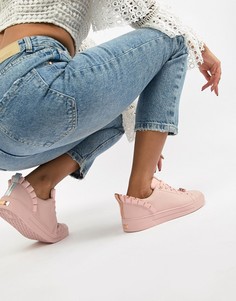 Розовые кожаные кроссовки с оборками Ted Baker - Розовый