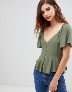 Блузка на пуговицах ASOS DESIGN - Зеленый