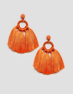 Оранжевые серьги с кисточками Monki - Оранжевый