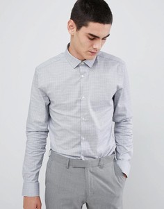 Фактурная приталенная рубашка с длинными рукавами Moss London - Серый