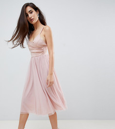 Платье миди для выпускного с запахом Moss London - Розовый Asos Design