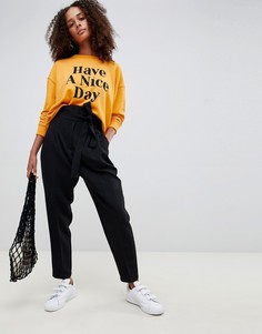 Зауженные брюки с высокой талией ASOS DESIGN - Черный