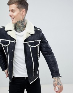 Черная куртка из искусственной цигейки в стиле вестерн ASOS DESIGN - Черный