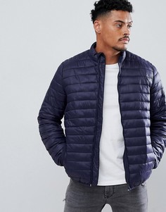 Темно-синяя стеганая куртка с воротником-трубой ASOS DESIGN - Темно-синий