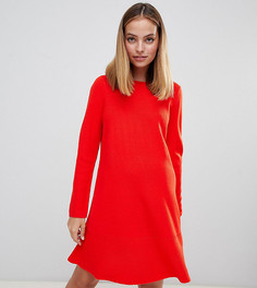 Трикотажное платье для миниатюрных девушек с оборками ASOS DESIGN - Красный