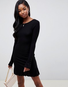 Платье мини с глубоким вырезом на спине и оборкой ASOS DESIGN - Черный