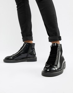Кожаные ботильоны на шнуровке ASOS DESIGN - Черный