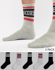 5 пар носков в стиле ретро Brave Soul - Черный