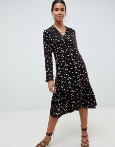 Выбеленное платье миди на пуговицах с цветочным принтом ASOS DESIGN - Мульти