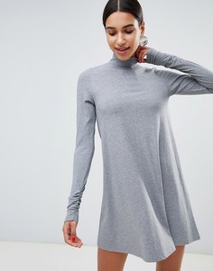 Короткое приталенное платье с воротником поло и сборками на рукавах ASOS DESIGN - Серый