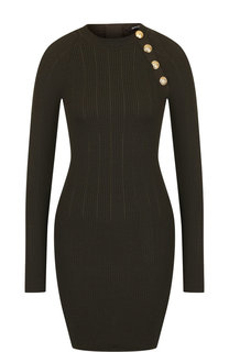 Шерстяное мини-платье с контрастными пуговицами Balmain