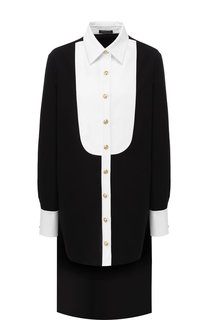 Удлиненная хлопковая блуза с контрастной отделкой Balmain