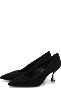 Замшевые туфли на каблуке kitten heel Casadei