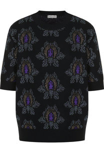 Вязаный пуловер с укороченным рукавом и вышитым принтом Dries Van Noten