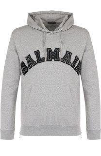 Хлопковое худи с логотипом бренда Balmain