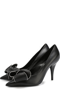Кожаные туфли с бантом на шпильке Casadei