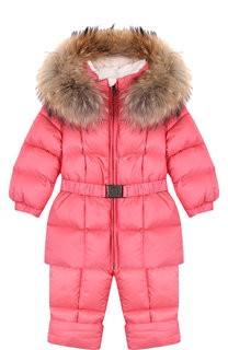 Комплект из пуховой куртки и комбинезона на подтяжках Moncler Enfant