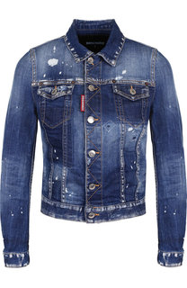 Джинсовая куртка с потертостями Dsquared2