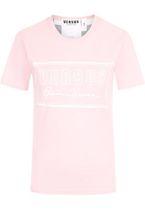 Хлопковая футболка с круглым вырезом и логотипом бренда Versus Versace