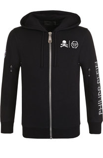 Хлопковая толстовка на молнии с капюшоном Philipp Plein