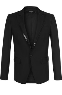 Однобортный пиджак из смеси шерсти и шелка Dsquared2