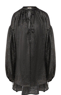 Удлиненная шелковая блуза свободного кроя Saint Laurent