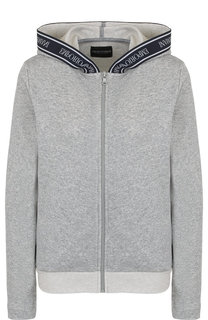 Хлопковый кардиган на молнии с капюшоном Emporio Armani