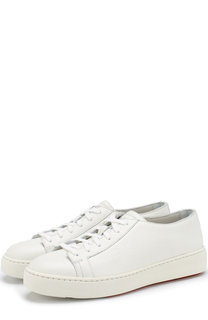 Кожаные кеды на шнуровке Santoni