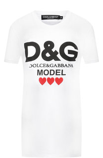 Хлопковая футболка с круглым вырезом и логотипом бренда Dolce & Gabbana