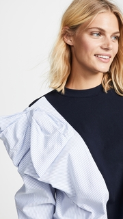 Clu Contrast Striped Bow Sweatshirt
