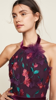 Marchesa Notte Floral Degrade Halter Gown