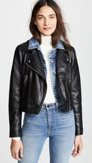 Blank Denim Double Layered Moto & Denim Jacket